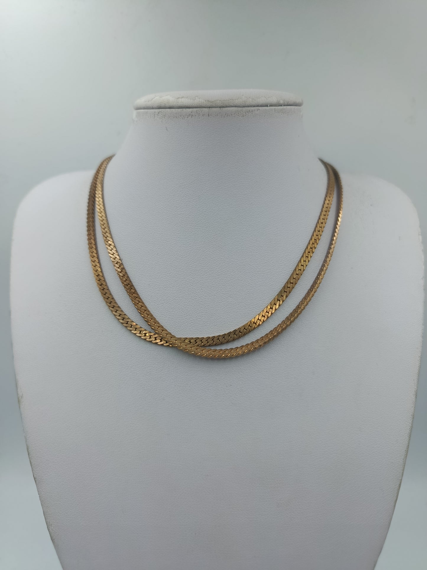 Vintage Schlangenkette doppelt – Goldfarbene Halskette 74 cm