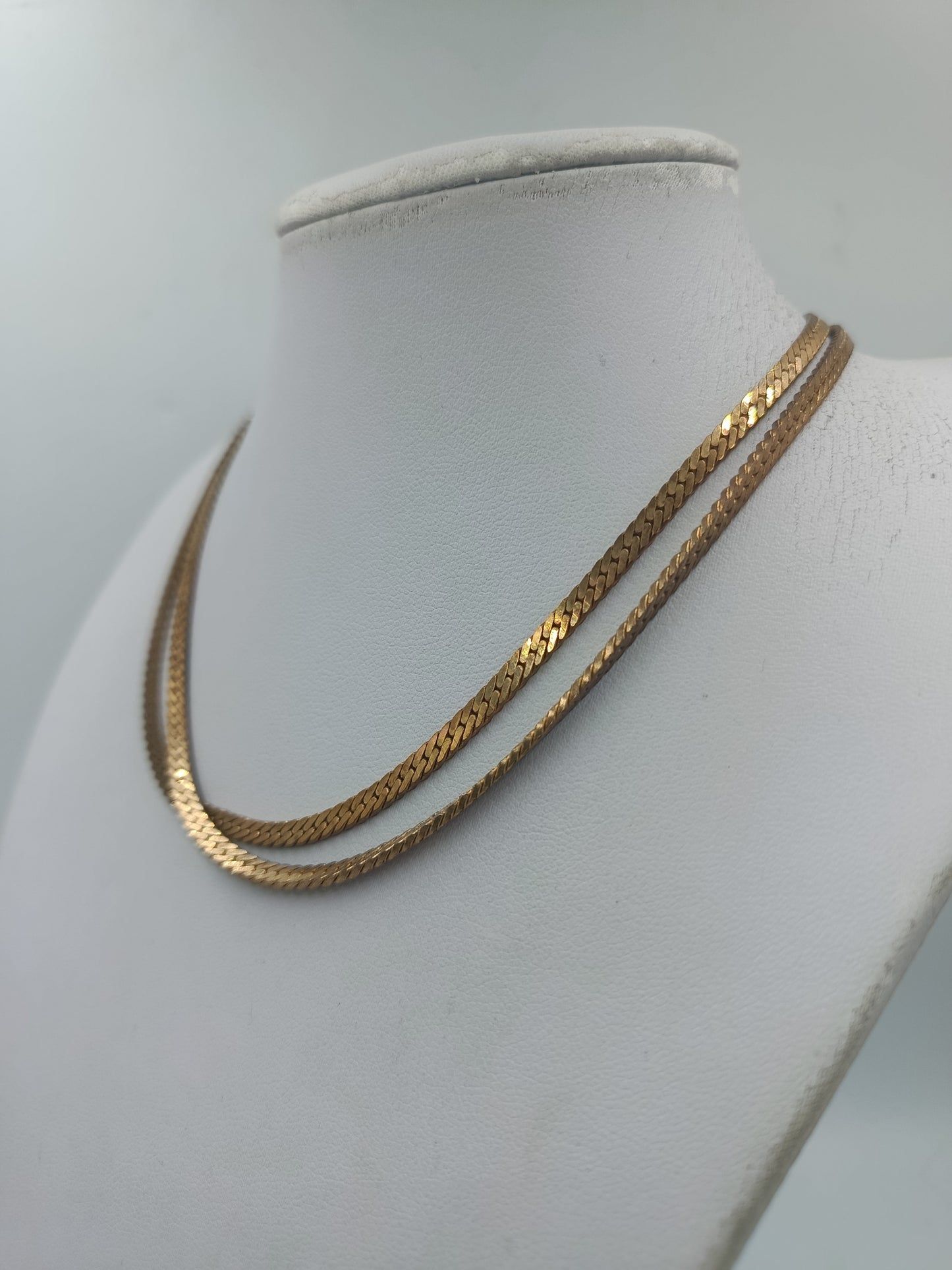 Vintage Schlangenkette doppelt – Goldfarbene Halskette 74 cm