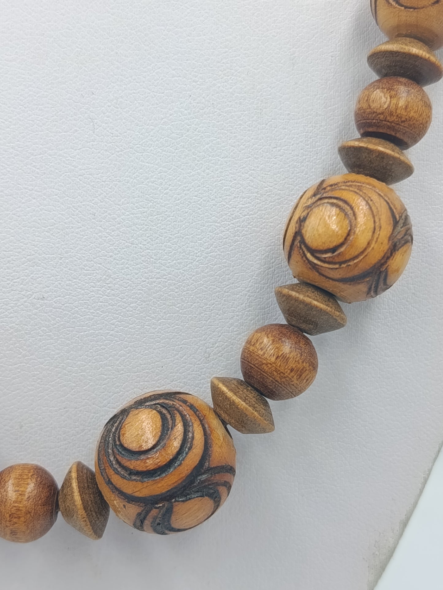 Vintage Holzperlenkette elastisch – Ethno Boho Statement Halskette