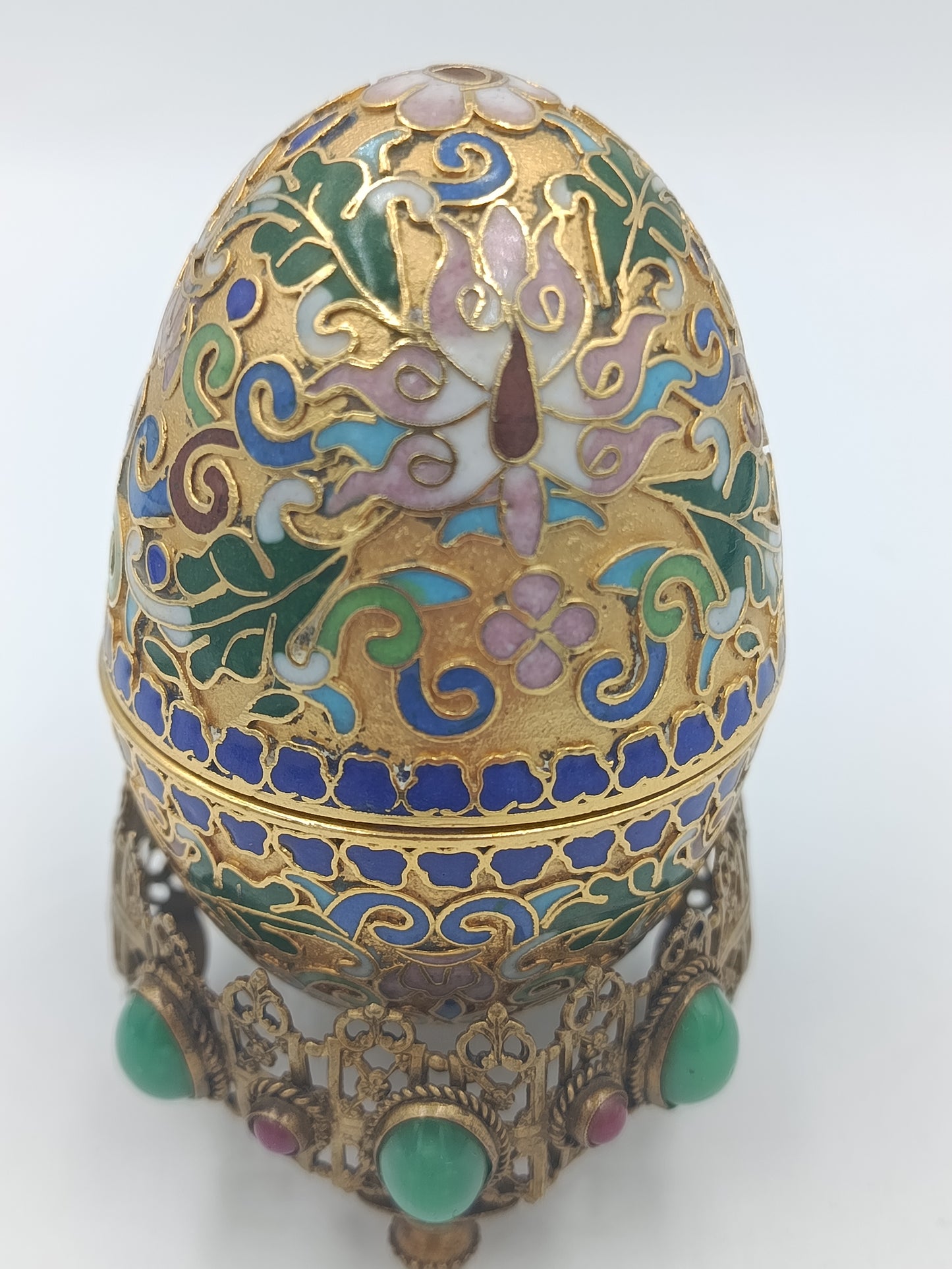 Cloisonné Schmuckei mit Standfuß – Vintage Dose / Schmuckkästchen