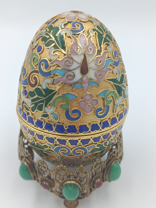 Cloisonné Schmuckei mit Standfuß – Vintage Dose / Schmuckkästchen