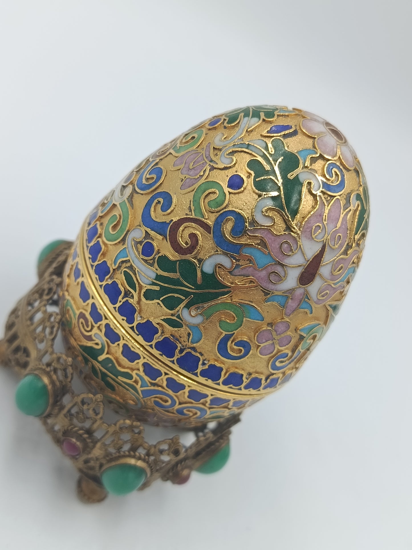 Cloisonné Schmuckei mit Standfuß – Vintage Dose / Schmuckkästchen