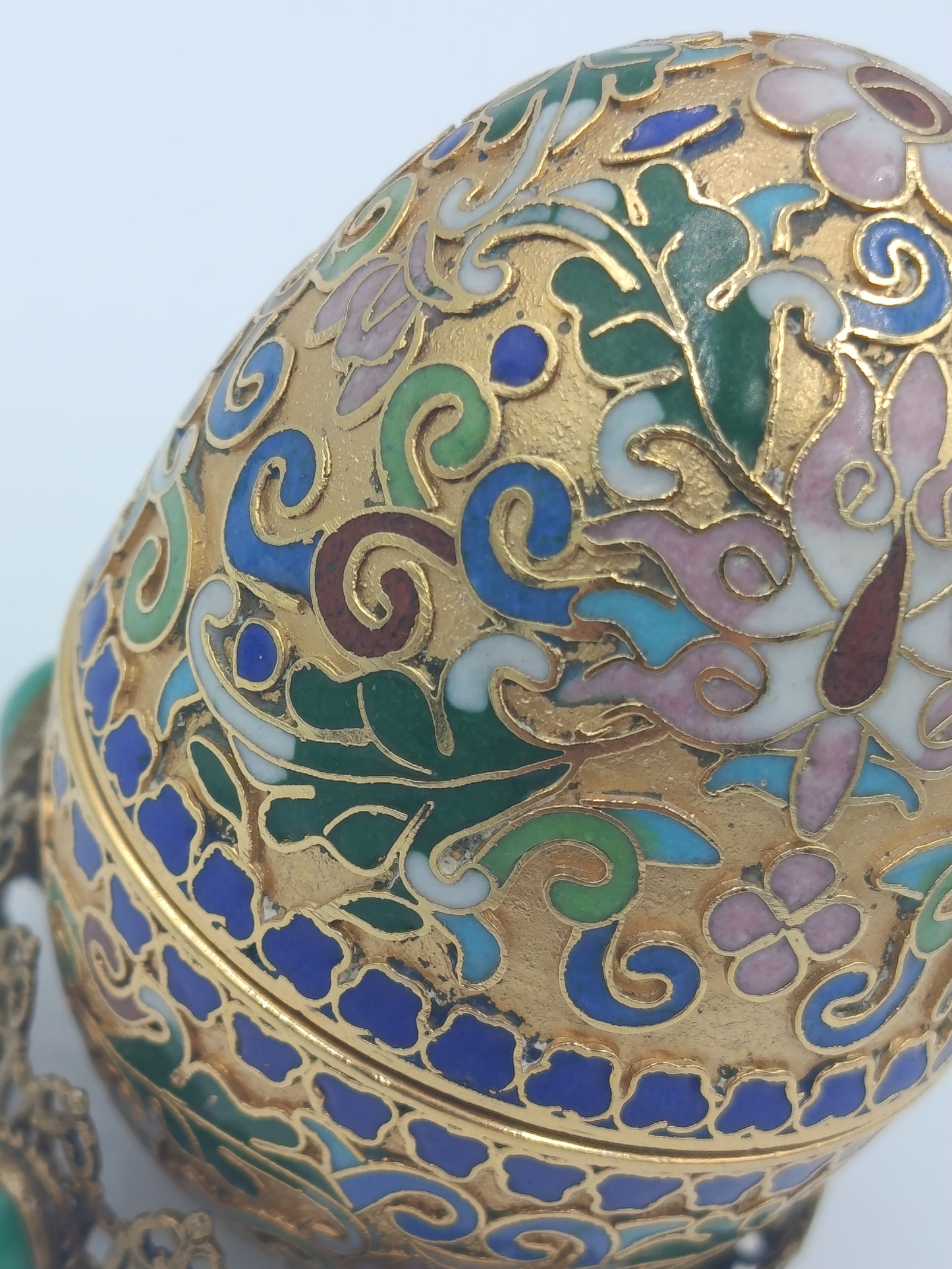 Cloisonné Schmuckei mit Standfuß – Vintage Dose / Schmuckkästchen