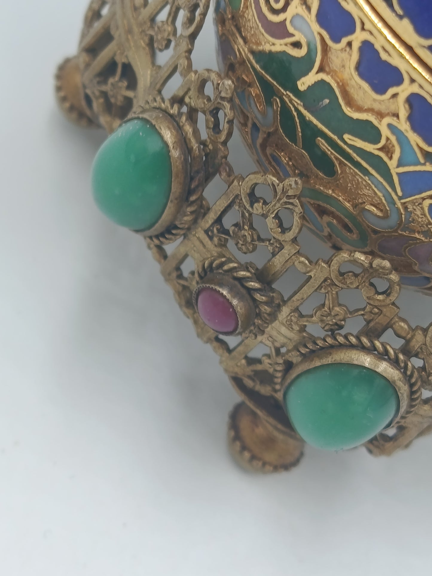 Cloisonné Schmuckei mit Standfuß – Vintage Dose / Schmuckkästchen