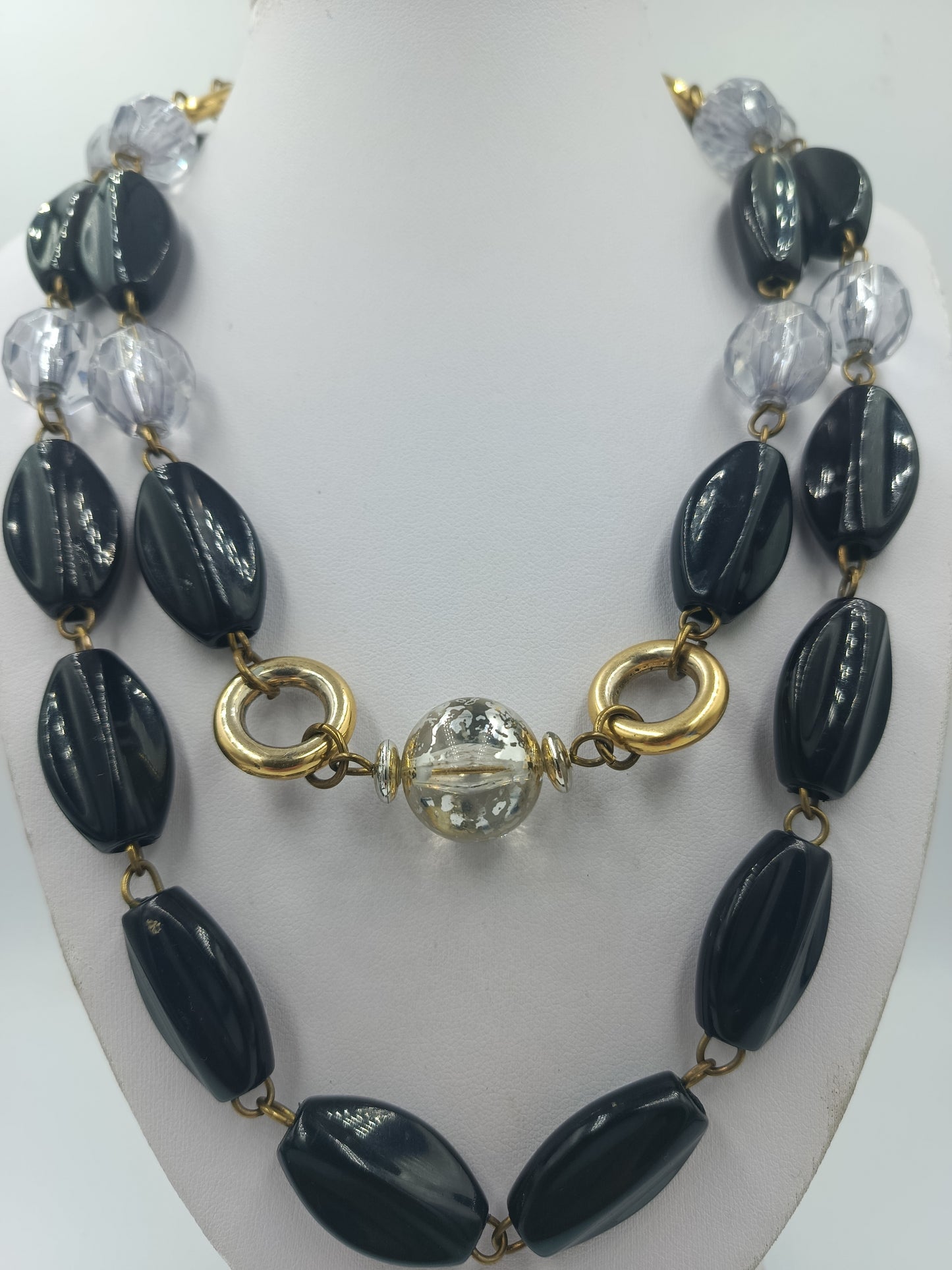 Auffällige Designer-Kette mit Glas Perlenelementen – 100 cm
