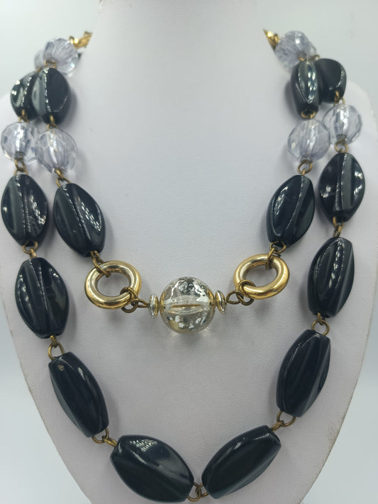 Auffällige Designer-Kette mit Glas Perlenelementen – 100 cm