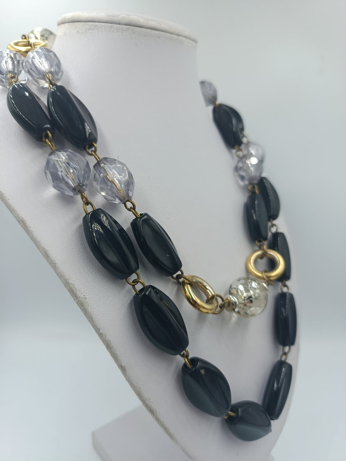 Auffällige Designer-Kette mit Glas Perlenelementen – 100 cm