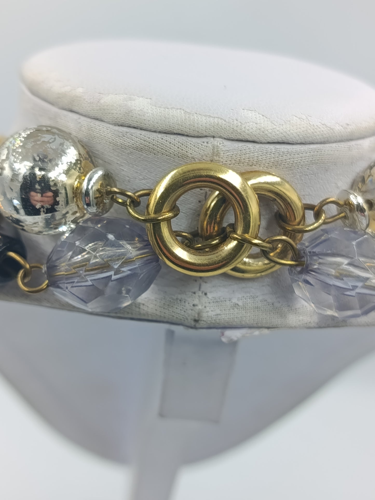 Auffällige Designer-Kette mit Glas Perlenelementen – 100 cm