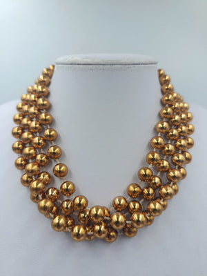 Mehrreihige Perlenkette Goldfarben – 148 cm – Lagenlook