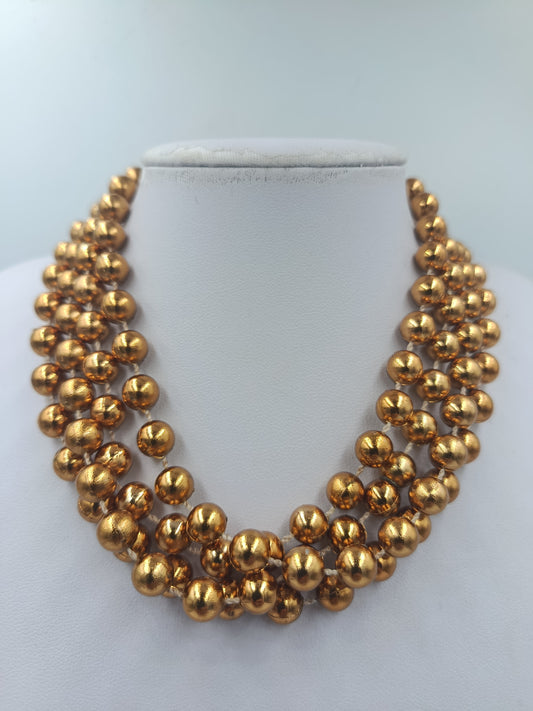 Mehrreihige Perlenkette Goldfarben – 148 cm – Lagenlook