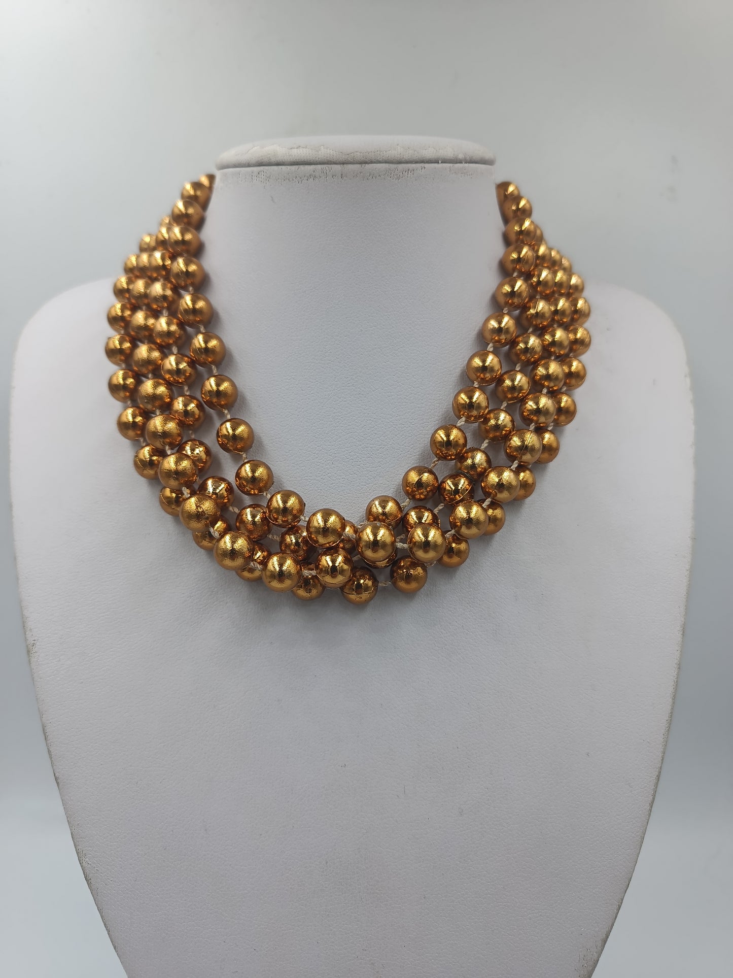 Mehrreihige Perlenkette Goldfarben – 148 cm – Lagenlook