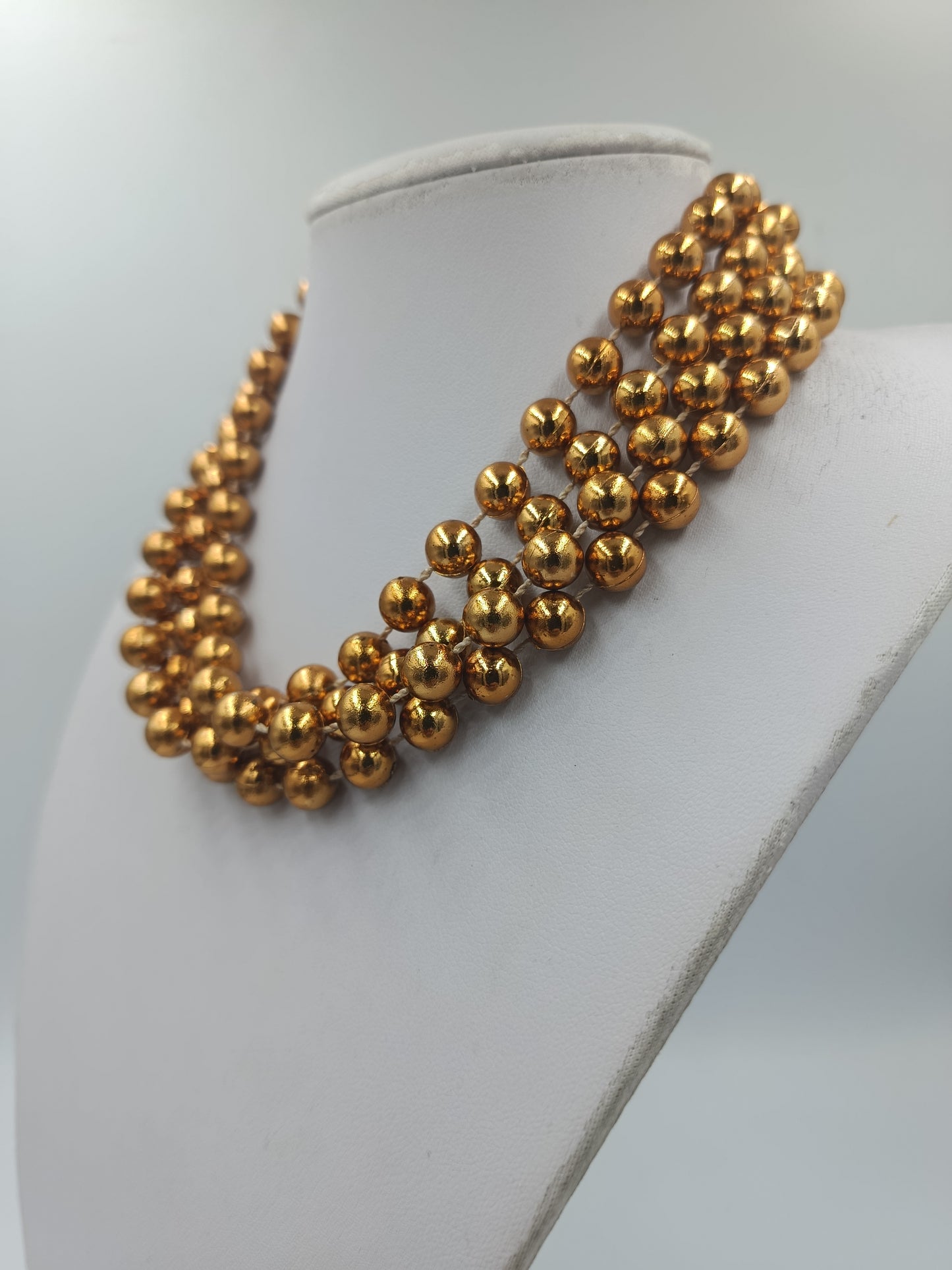 Mehrreihige Perlenkette Goldfarben – 148 cm – Lagenlook