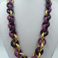 Gliederkette Statement Collier Lila Aubergine Goldfarben – 52 cm