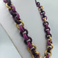 Gliederkette Statement Collier Lila Aubergine Goldfarben – 52 cm