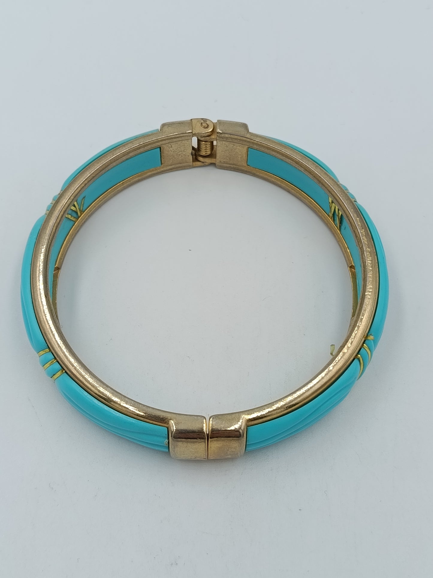 Vintage Armreif türkis goldfarben – Klappverschluss, ca. 7 cm