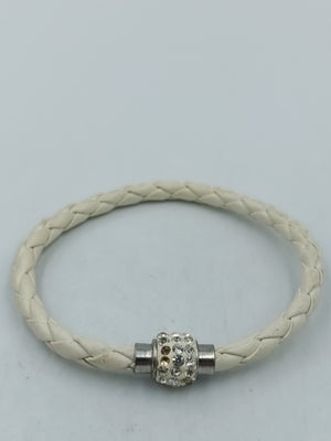 Geflochtenes Armband weiß mit Strass-Element – ca. 20 cm