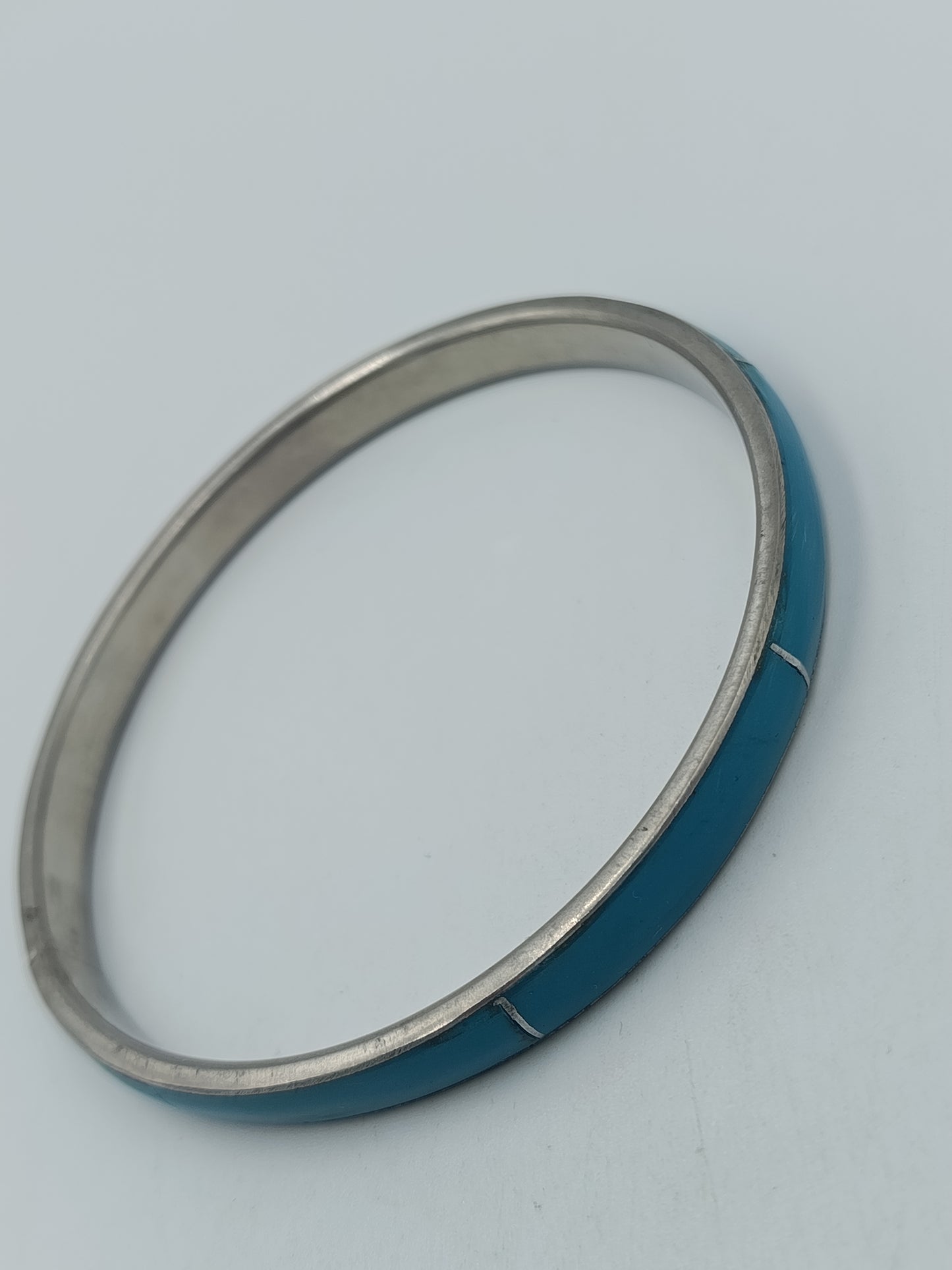 Vintage Armreif silberfarben mit türkisblauem Einsatz