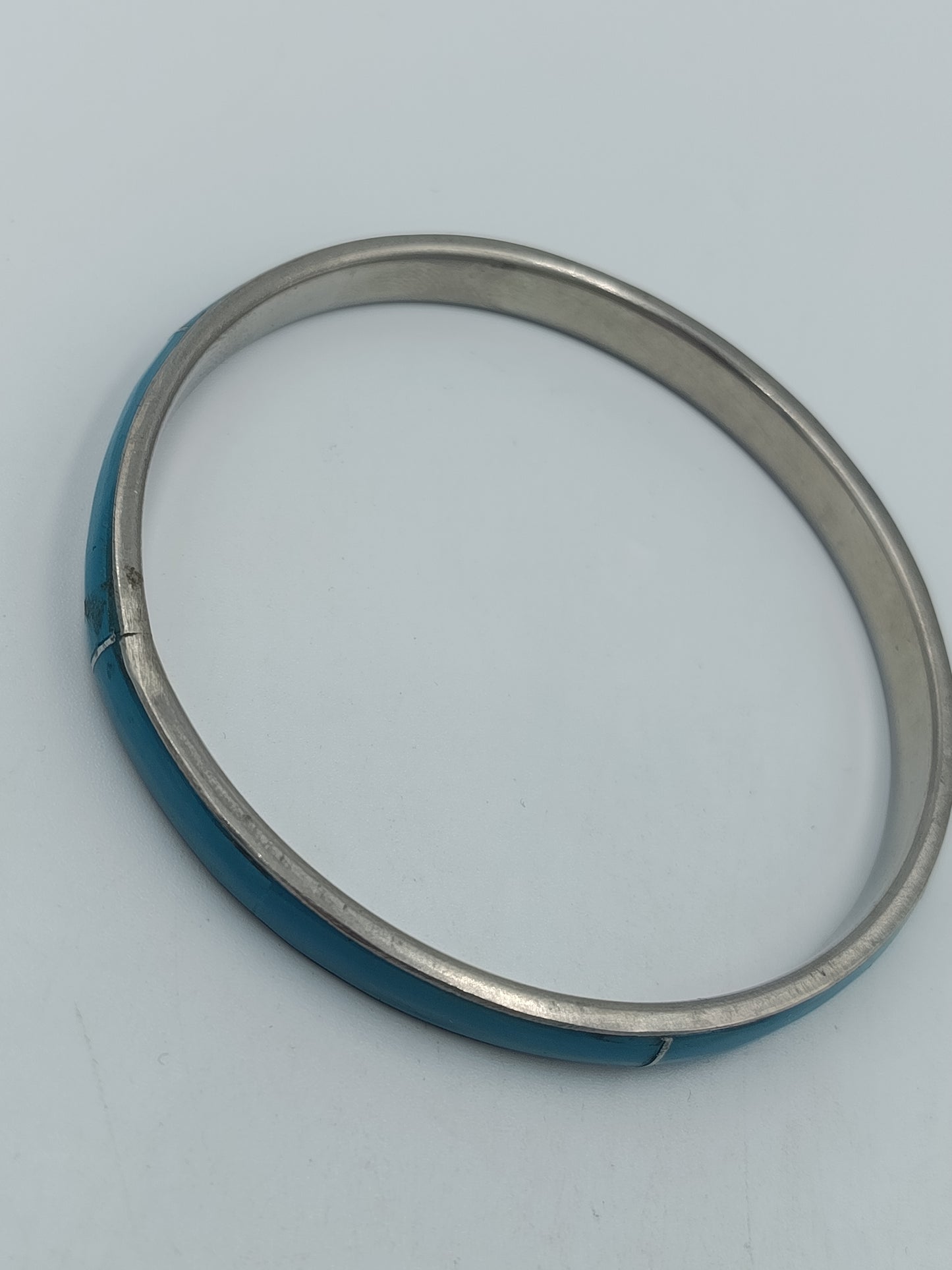 Vintage Armreif silberfarben mit türkisblauem Einsatz