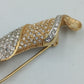 Elegante Vintage Brosche in Goldoptik mit Strass – geschwungenes Design