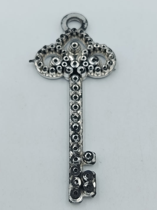 Vintage Schlüssel Anhänger / Schmuckanhänger in Silberoptik mit Strass