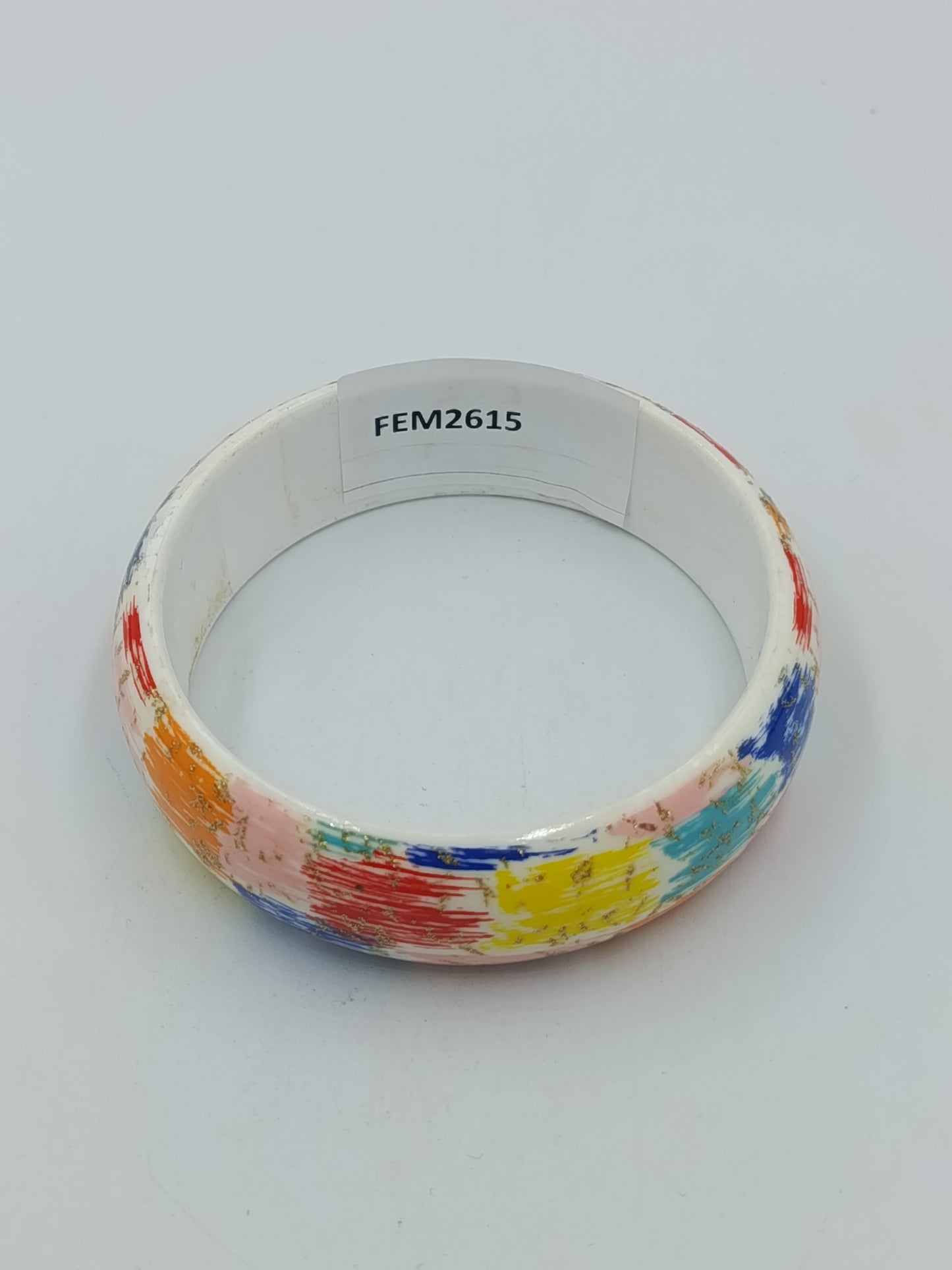 Bunter Armreif im Pinselstrich-Design mit Goldsprenkeln – 8 cm