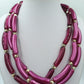 Auffällige Mehrreihige Statement Kette Pink – 53 cm