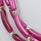Auffällige Mehrreihige Statement Kette Pink – 53 cm