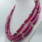 Auffällige Mehrreihige Statement Kette Pink – 53 cm