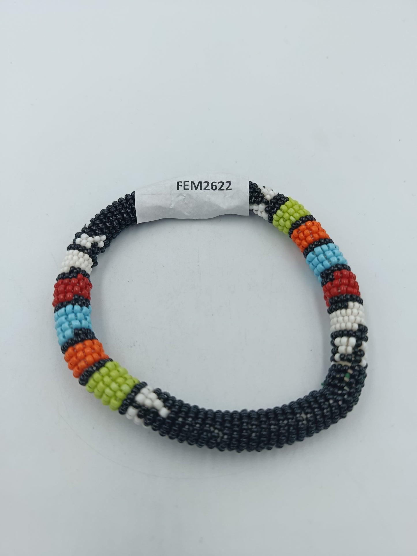Perlen Armreif Multicolor Ethno Style – Schwarz mit bunten Akzenten – 9 cm