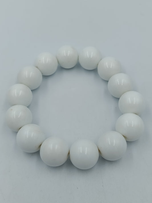 Perlenarmband Weiß – große Kugelperlen – elastisch