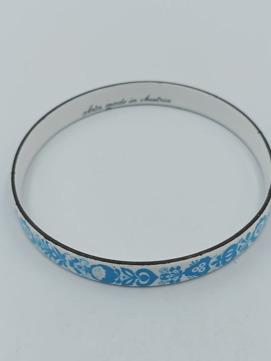 Vintage Armreif Emaille Weiß/Blau – „Arta made in Austria“