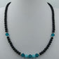 Vintage Perlenkette mit 925 Silber Verschluss Blau Schwarz