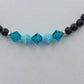 Vintage Perlenkette mit 925 Silber Verschluss Blau Schwarz