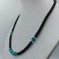 Vintage Perlenkette mit 925 Silber Verschluss Blau Schwarz