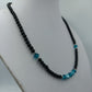 Vintage Perlenkette mit 925 Silber Verschluss Blau Schwarz