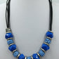 Vintage Statement Kette Blau Strass Lederoptik Collier