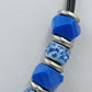 Vintage Statement Kette Blau Strass Lederoptik Collier
