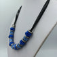 Vintage Statement Kette Blau Strass Lederoptik Collier
