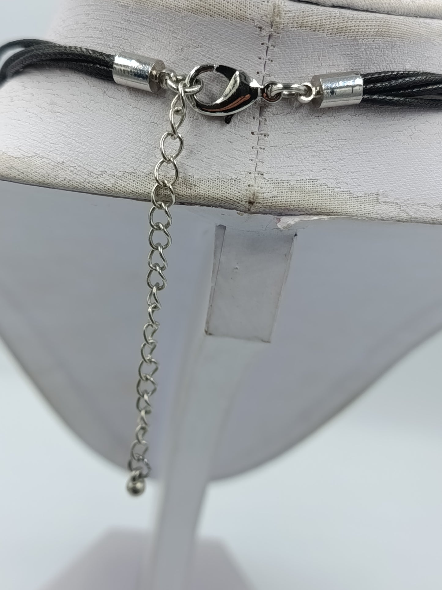 Vintage Statement Kette Blau Strass Lederoptik Collier