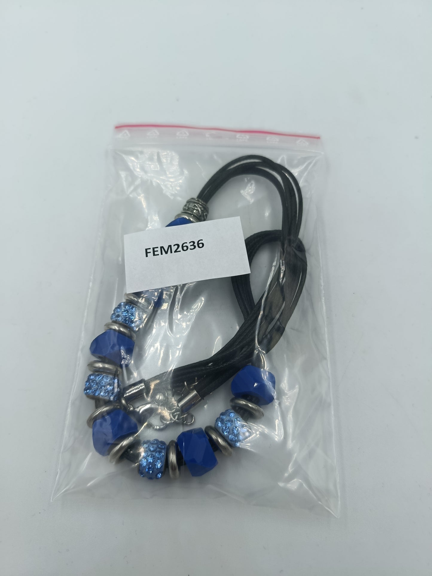 Vintage Statement Kette Blau Strass Lederoptik Collier