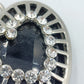 Vintage Herz Anhänger Silberfarben mit Strass und Schwarzem Stein