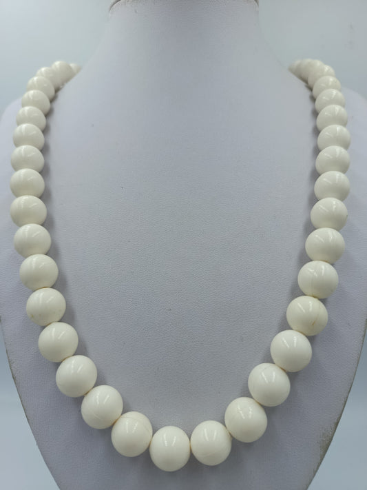 Vintage Kugelkette Cremeweiß Große Perlen Retro Schmuck