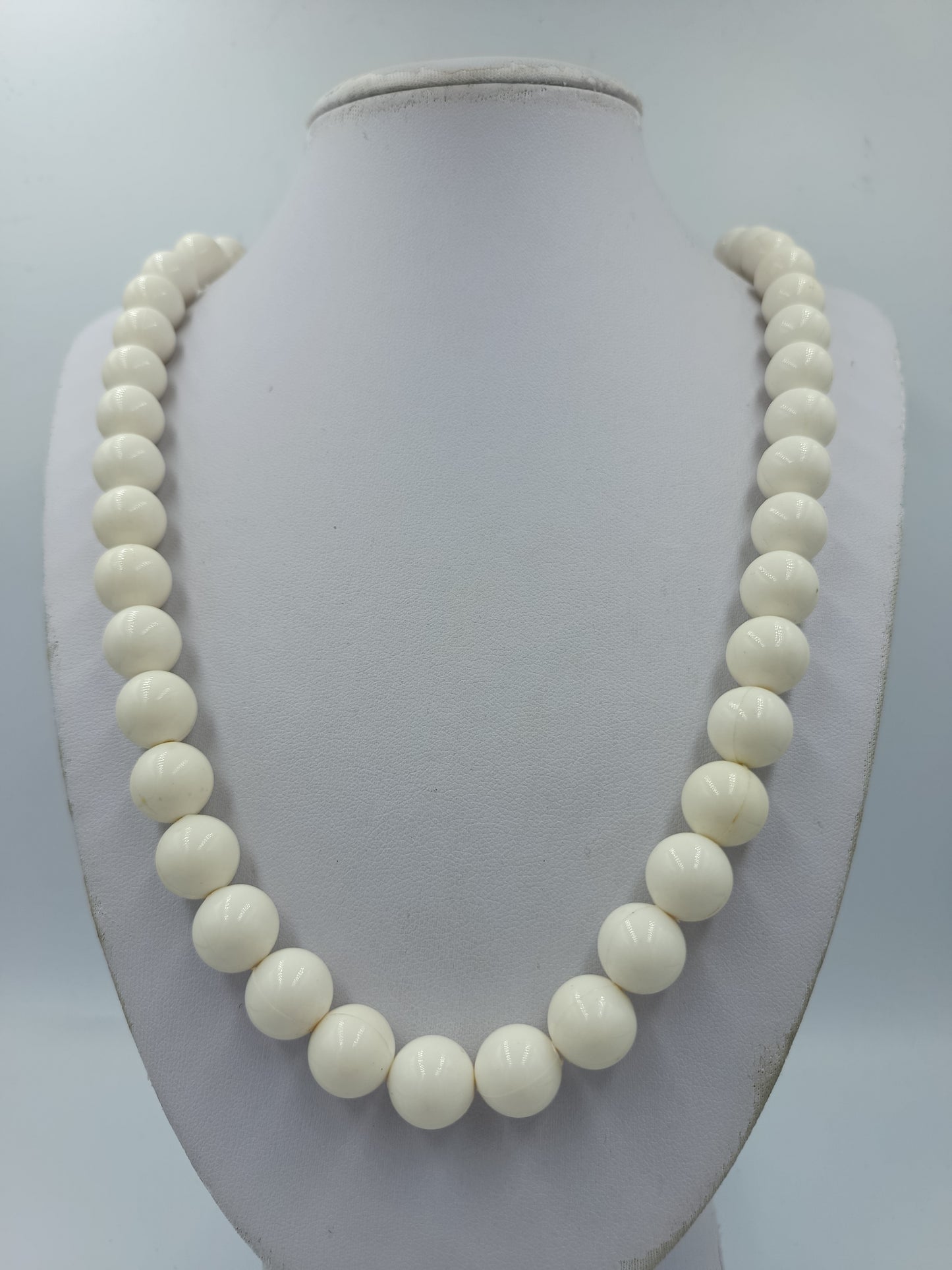 Vintage Kugelkette Cremeweiß Große Perlen Retro Schmuck