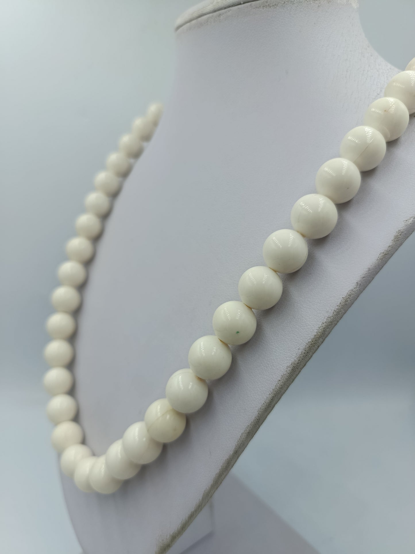 Vintage Kugelkette Cremeweiß Große Perlen Retro Schmuck