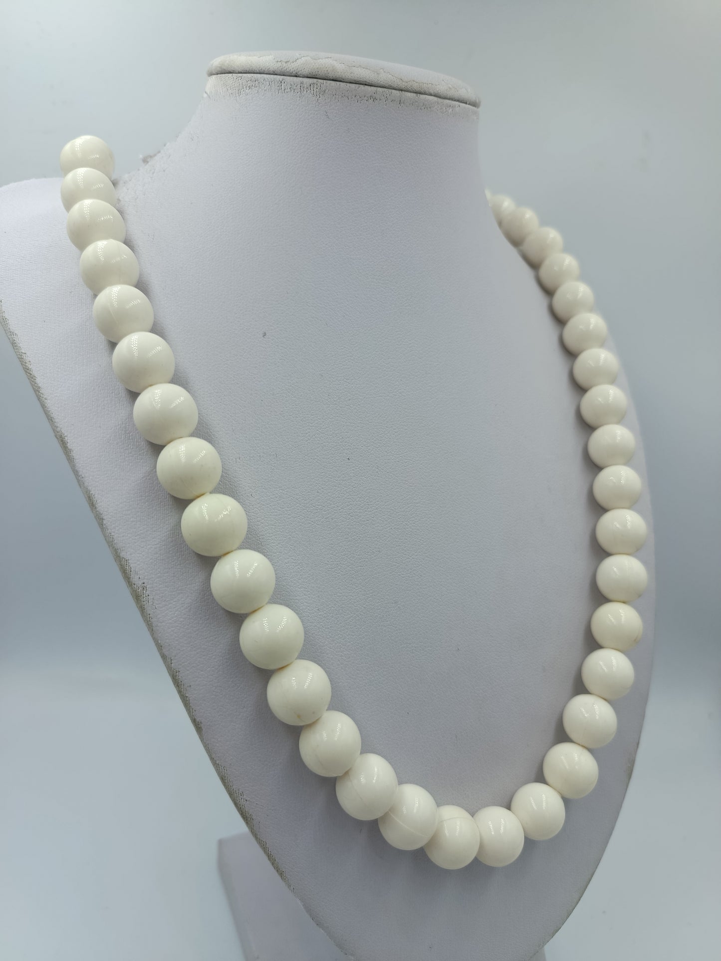 Vintage Kugelkette Cremeweiß Große Perlen Retro Schmuck