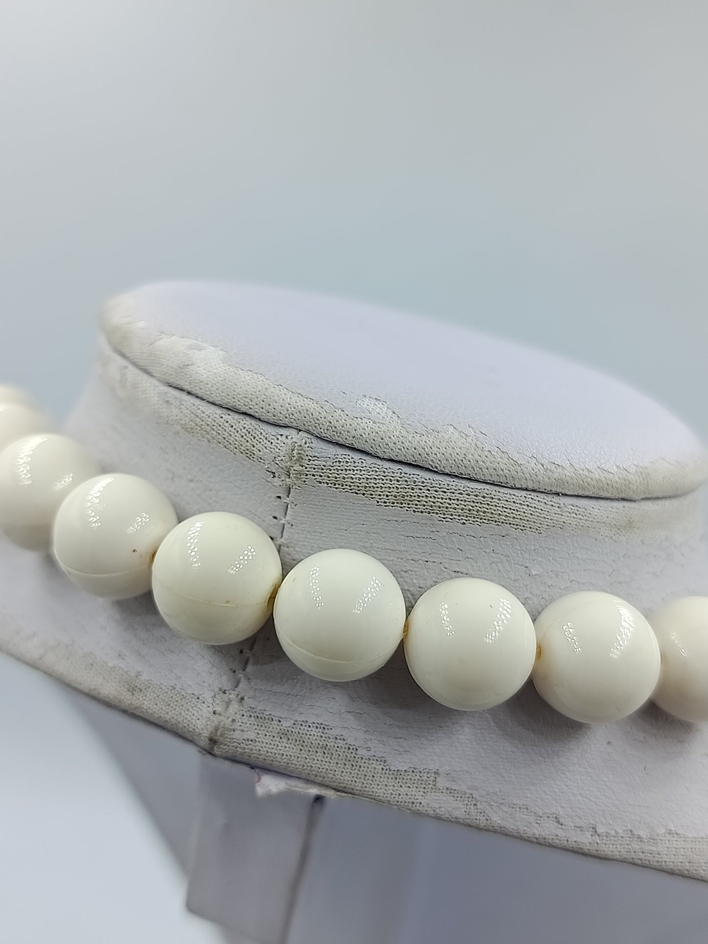 Vintage Kugelkette Cremeweiß Große Perlen Retro Schmuck