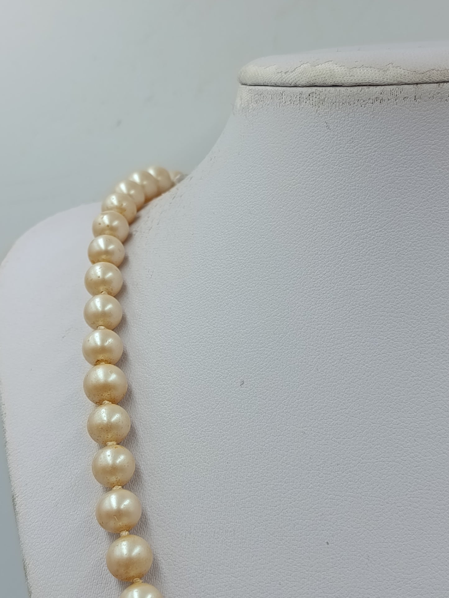 Vintage Perlenkette Cremefarben Mit 835 Silberverschluss