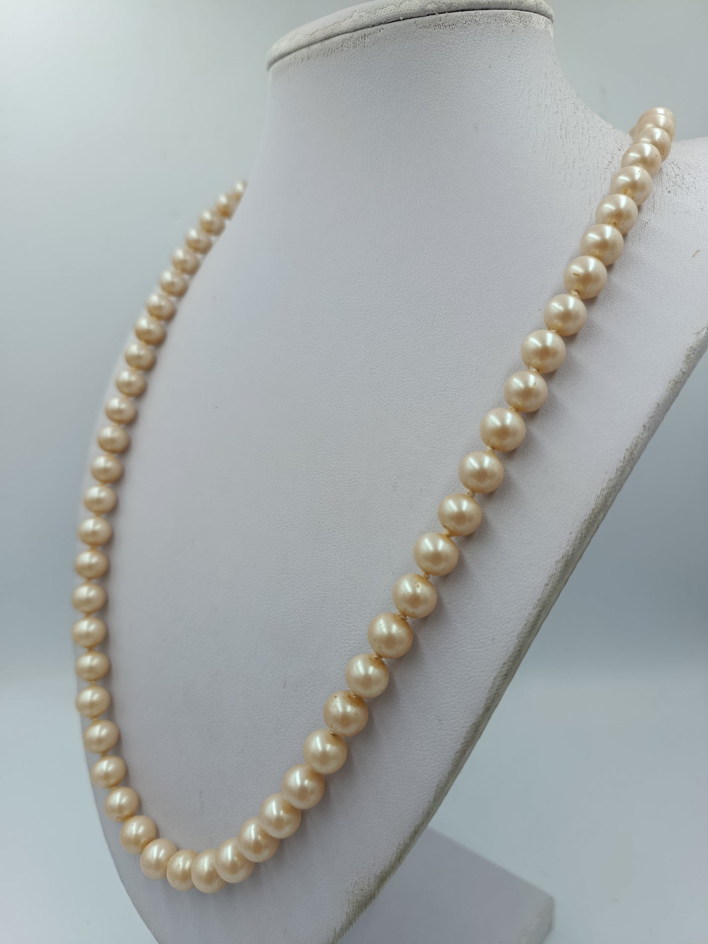 Vintage Perlenkette Cremefarben Mit 835 Silberverschluss