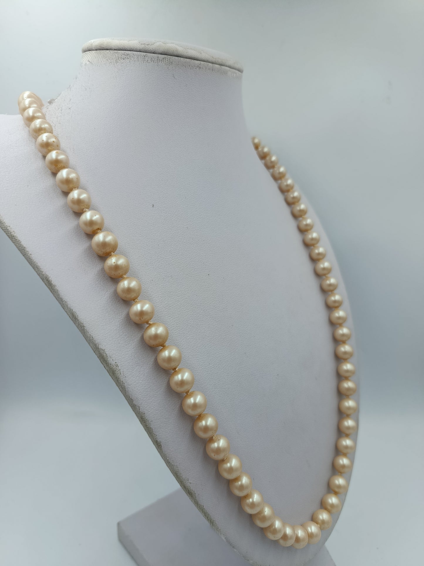 Vintage Perlenkette Cremefarben Mit 835 Silberverschluss