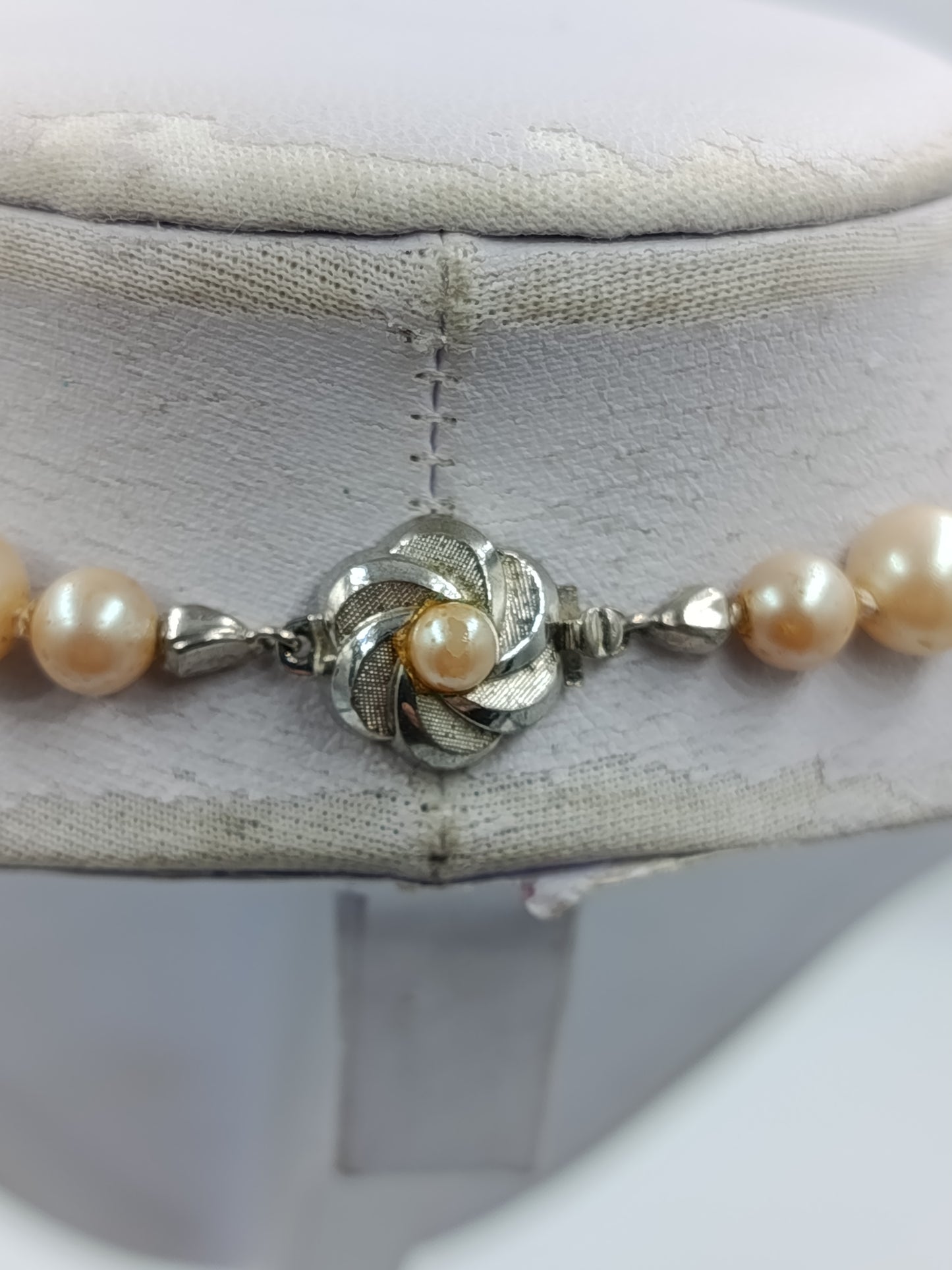 Vintage Perlenkette Cremefarben Mit 835 Silberverschluss
